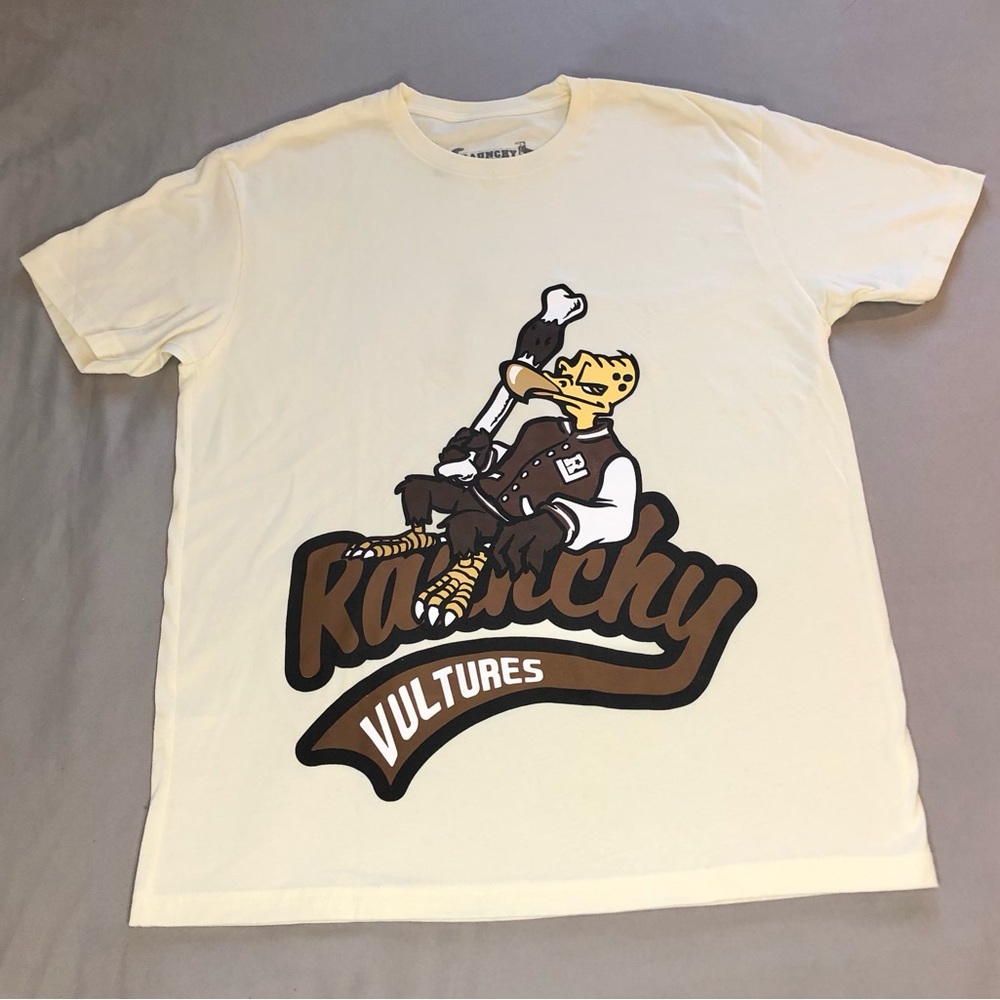 Raunchy Vultures Graphic Cream T- Shirt Size Large